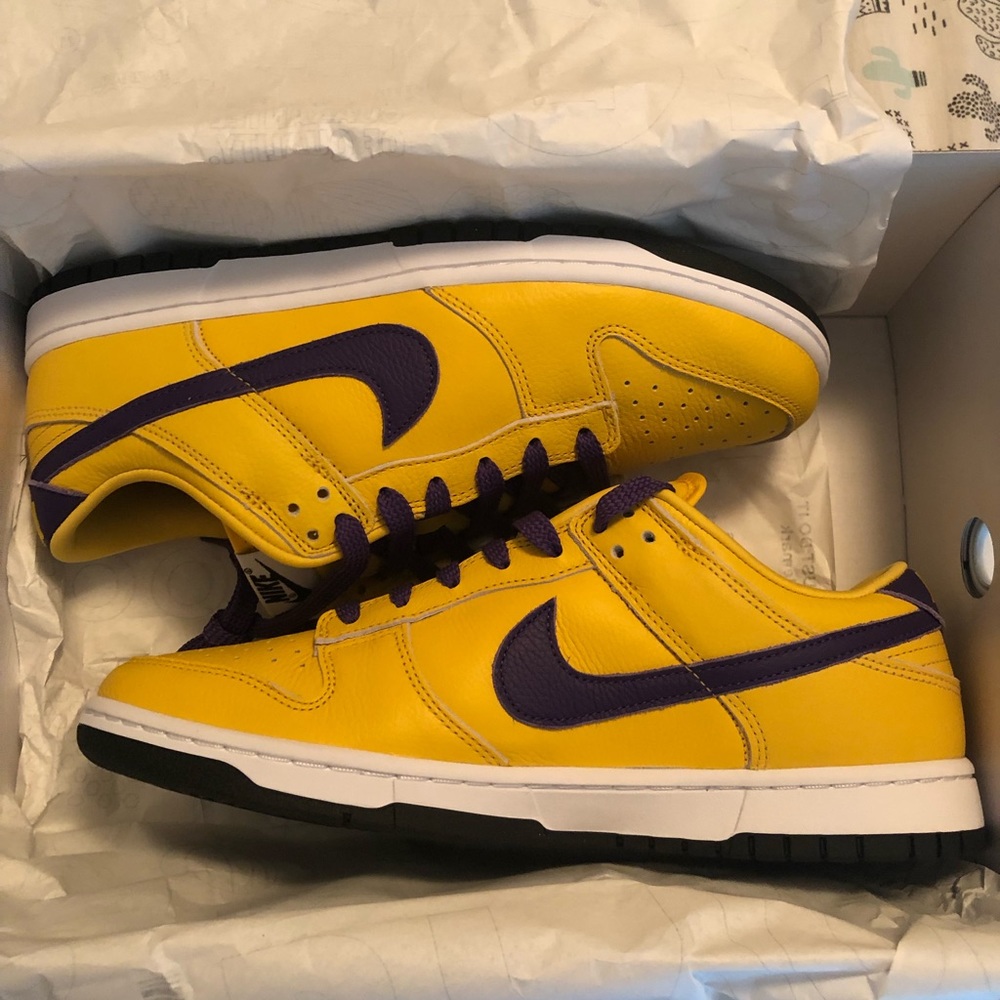 Nike Dunk Low Customized Los Angeles Lakers Shoes Size 10
